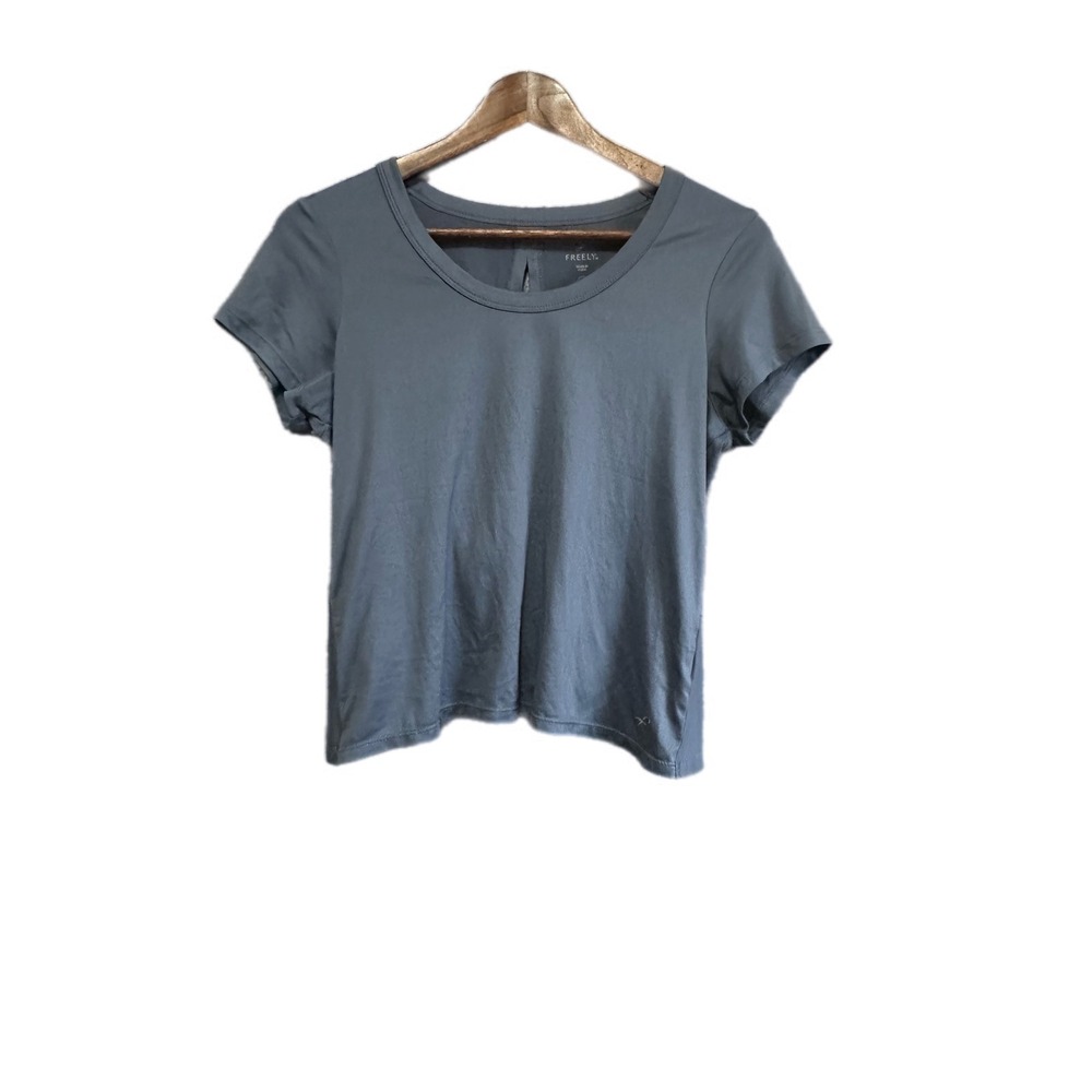 Freely Women Gray Short Sleeve Twist Back Athletic T‎ Shirt Size S